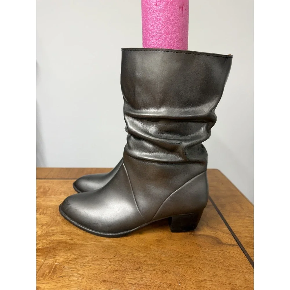 VTG 60s 70s Silver 9 Rubber Molded Insulated Fur Waterproof Rain Snow Heel Boots